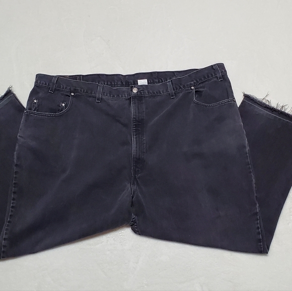 RARE Vintage Levi's 545 Orange Tab Black Raw Cut Stone Wash Loose Fit Jeans - Picture 5 of 14